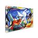 Trademark Fine Art "The First Animals 1913" by Franz Marc Painting Print on Wrapped Canvas 26.0 H x 32.0 W x 2.0 D in blue/red | Wayfair