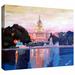 ArtWall 'Capitol' by Martina & Markus Bleichner Painting Print on Wrapped Canvas Metal in Blue/Pink | 32 H x 48 W x 2 D in | Wayfair