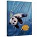 ArtWall 'Panda Diver' by Michael Creese Painting Print on Wrapped Canvas Metal in Blue/Orange | 32 H x 24 W x 2 D in | Wayfair Creese-029-32x24-w