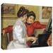 ArtWall Yvonne & Christine Lerolle at The Piano by Pierre-Auguste Renoir - Wrapped Canvas Print Metal in Green/Red | 24 H x 32 W x 2 D in | Wayfair