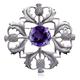 Alexander Castle Women's 925 Sterling Silver Scottish Thistle Brooch Pin with Real Amethyst Stone & Jewellery Gift Box - Scottish Gift for Women
