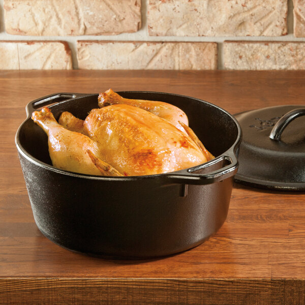 Lodge L10DOL3 7 Qt. Pre-Seasoned Cast Iron Dutch Oven with Dual Handles