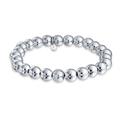 Bling Jewelry Simple Basic Round .925 Sterling Silver Bead Ball Strand Stretch Bracelet For Women 8MM