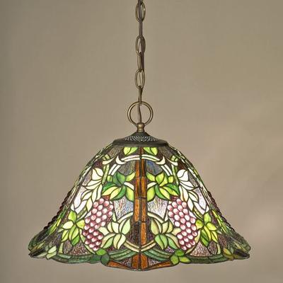 Vintage Grapevine Stained Glass Ceiling Light Olive , Olive