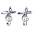 Alexander Castle Treble Clef 925 Sterling Silver Cufflinks - Novelty Cufflinks for Men with Jewellery Gift Box - Music Gifts for Men