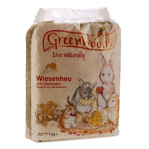 3 x 1 kg Greenwoods Wiesenheu Wildapfel, Löwenzahn + Karotte