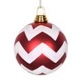 Vickerman 34114 - 6" Red / White Matte Glitter Chevron Ball Christmas Tree Ornament (M143773)
