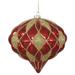 Vickerman 34048 - 5.7" Red / Gold Matte Glitter Diamond Onion Christmas Tree Ornament (M112286)