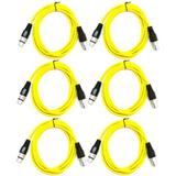 Seismic Audio SAXLX-10 6 Pack of Yellow 10 Foot XLR Patch Cables