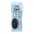 Conair Mid-Sized Compact Detangling Cushion Hairbrush & Styling Comb Set Colors Vary 2 Piece Set