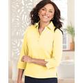 Draper's & Damon's Women's Essential Polo 3/4 Sleeve Tee - Yellow - 1X - Womens