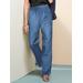 Draper's & Damon's Women's Cotton Tab-Front Straight Leg Pull-On Denim Jeans - Blue - M - Misses