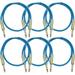 Seismic Audio SASTSX-2 6 Pack of Blue 2 Foot TS Patch Cable