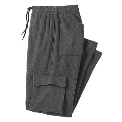 Haband Men's Casual Joe Fleece Cargo Pants, Charcoal, Size L M (29-30)