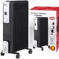 NEW 2000W 9 FIN PORTABLE OIL FILLED RADIATOR HEATER ELECTRICAL CARAVAN OFFICE HOME | STANDING PORTABLE HEATER WITH ADJUSTABLE HEAT CONTROL | QUALITY LONG LASTING SPACE HEATER (BLACK)