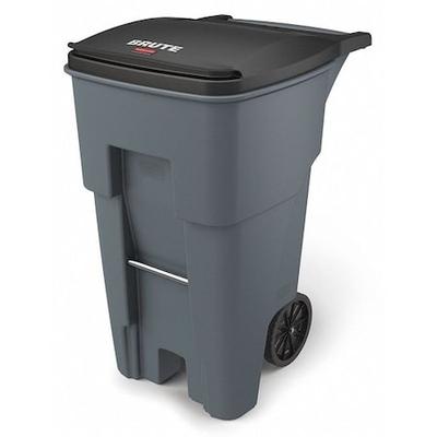 RUBBERMAID COMMERCIAL FG9W2100GRAY BRUTE 65 gal Rectangular Trash Can, Gray,