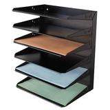 ZORO SELECT 1AYE9 Desk Organizer,Letter,6 Compartment,Blk