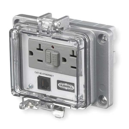 HUBBELL WIRING DEVICE-KELLEMS PR205E Access Port,Power And Data,NEMA 12/4
