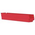 AKRO-MILS 30124RED Shelf Storage Bin, 23 5/8 in L, 4 1/8 in W, 4 in H, Red, 20