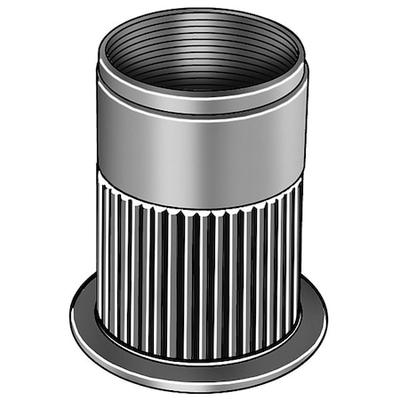 ZORO SELECT U69315.025.0260 Rivet Nut, 1/4"-20 Thread Size, 0.5 in Flange Dia.,