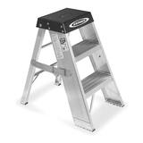 WERNER SSA03 3 Steps, Aluminum Step Stand, 375 lb. Load Capacity, Silver/Black