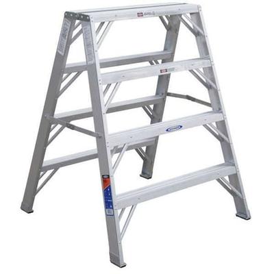 WERNER TW374-30 4 Steps, Aluminum Step Stand, 300 lb. Load Capacity, Silver
