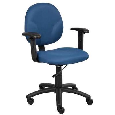 ZORO SELECT 6GNL8 Fabric Desk Chair, 18" to 20", Adjustable Arms, Blue