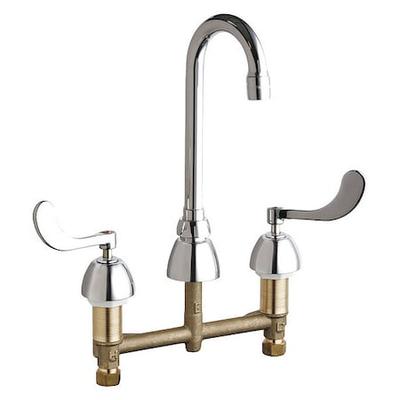 CHICAGO FAUCET 786-GN1AE3ABCP Gooseneck Kitchen/Bathroom Faucet, Manual, 8"