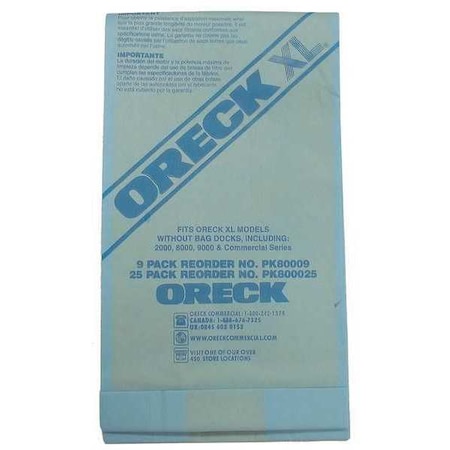 ORECK PK800025 Vacuum Bag, Fits Oreck Vacuum U2000RHB Vacuum Models, Dry,