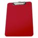 ZORO SELECT 2LJX5 8-1/2" x 11" Plastic Clipboard, Red