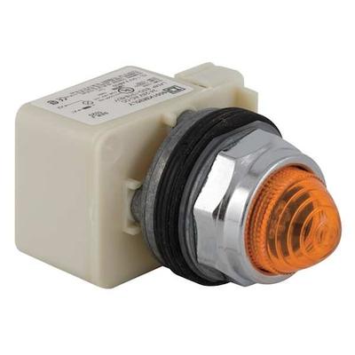 SCHNEIDER ELECTRIC 9001KP38LYA9 Pilot Light, LED, 120V, 30mm, Chrome, Amber