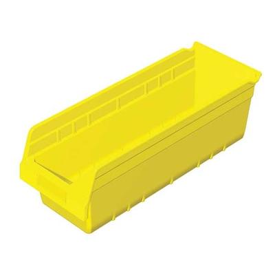 AKRO-MILS 30098YELLO Shelf Storage Bin, Plastic, Yellow, 6 in H, 6 5/8 in W, 17