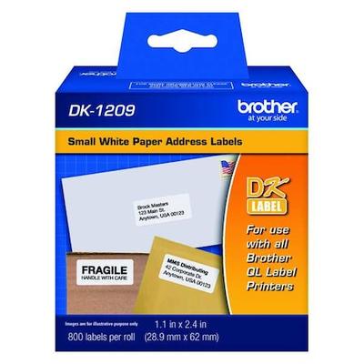 BROTHER DK1209 Printer Label, Black/White, Labels/Roll: 800