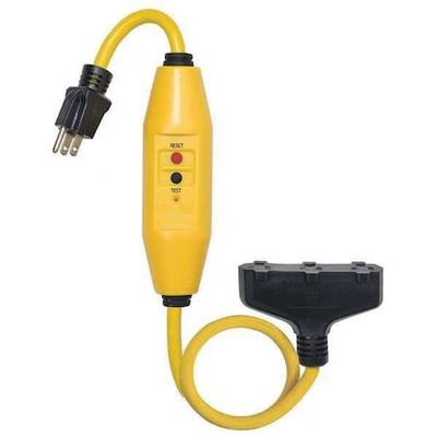 ZORO SELECT 11X428 Line Cord GFCI,2 ft.,Ylw,15A,5-15P,125V (Formerly Power