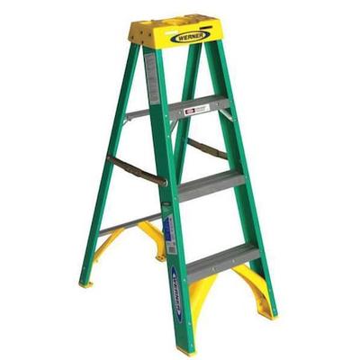 WERNER 5904 4 ft Fiberglass Stepladder, 225 lb Capacity