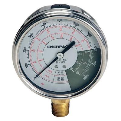ENERPAC GF510P Hydraulic Cylinder Pressure Gauge, 0 to 10,000 psi psi, 4 in