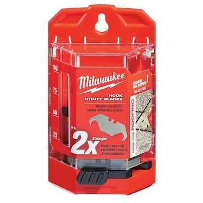 MILWAUKEE TOOL 48-22-1952 Hook Utility Knife Blades w/ Dispenser, PK50