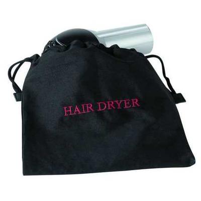 HOSPITALITY 1 SOURCE HDBAG Hair Dryer Bag,12x12In,Black,Cotton/Poly