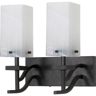 Nuvo Lighting 60005 - 2 Light Textured Black Alabaster Swirl Glass Shades Vanity Light Fixture (60-005)