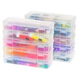 IRIS USA 10 Pack Large Plastic Art Craft Sewing Supply Organizer Storage Containers with Latching Lid for Paint Brush 12 Ruler Tools Ribbons Washi Tape Ornaments Stackable Clear