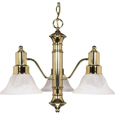 Nuvo Lighting 60194 - 3 Light Polished Brass Alabaster Glass Bell Shades Chandelier Light Fixture (60-194)