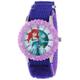 DISNEY Kids' W000866 Ariel Time Teacher Stainless Steel Watch with Purple Nylon Band