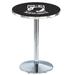 Holland Bar Stool Military Bar Height 30" H Pedestal Dining Table Wood/Metal in Gray | 42 H x 30 W x 30 D in | Wayfair L214C4228POWMIA