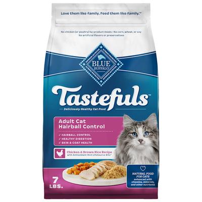 Blue Buffalo Blue Tastefuls Hairball Control Chicken & Brown Rice Recipe Natural Dry Food for Adult Cats, 7 lbs.