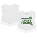 Girls Toddler Tiny Turnip White Chicago Cubs Lucky Charm Fringe T-Shirt