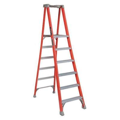 LOUISVILLE FXP1706 8 ft 1 in Fiberglass Platform Stepladder, 300 lb Capacity