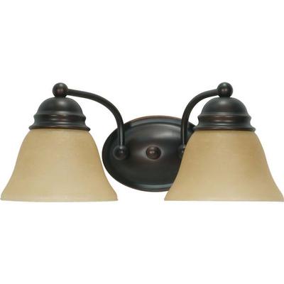 Nuvo Lighting 61271 - 2 Light Mahogany Bronze Champagne Washed Linen Glass Shades Vanity Light Fixture (60-1271)