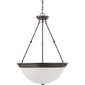 Nuvo Lighting 63153 - 3 Light Mahogany Bronze Frosted White Glass Shade Pendant Light Fixture (60-3153)