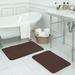 Bath Studio Waves Large Premium Micro Plush Rectangle Memory Foam Non-Slip 2 piece Bath Rug Set Memory Foam in Brown | 1 H x 17 W in | Wayfair