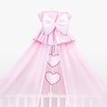 Luxury Baby Cot Bed Canopy/Mosquito Net 485cm + Floor Stand Holder/Rod - Heart (Heart Check Pink)